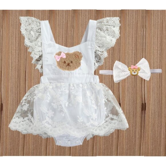 Teddy Bear Romper Smash Cake Beary Birthday Outfit Bear Dress Clothes Bodysuit